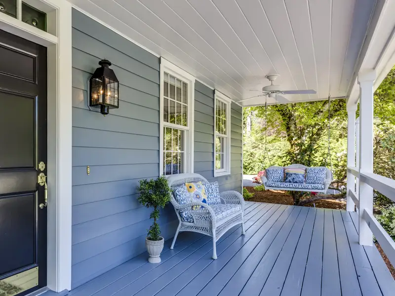 Side view of home porch
